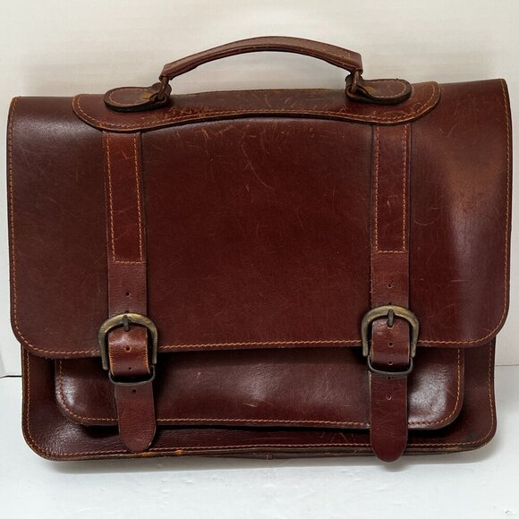 Other - Mens Leather Briefcase Rich Brown Briefcase Office Messenger Bag Made In Greece